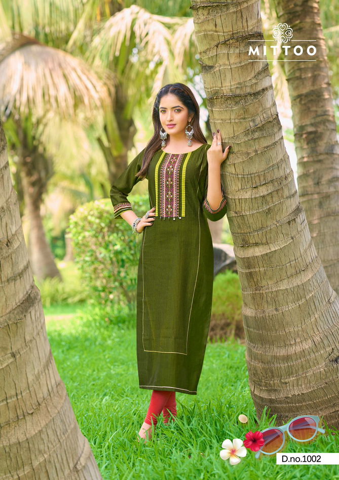 Mahika By Mittoo Viscose Weaving Designer Kurtis Wholesale Shop In Surat